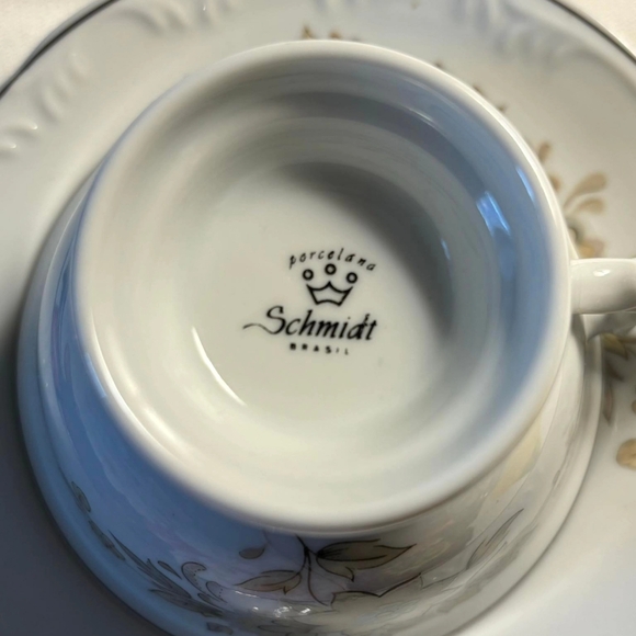 Schmidt Brazil Tea Cup and Saucer Flower Floral Design Made In Brazil - Picture 4 of 7